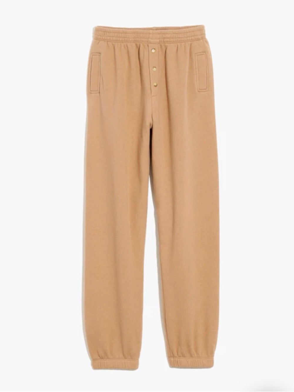 Donni Vintage Fleece Jogger Women’s Cozy Button-Front Joggers in Camel NWT